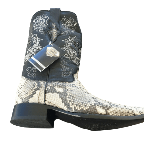 Men's Snip Toe Boots Genuine Python Snake Skin Leather