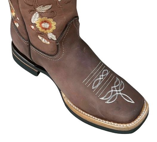 Bota Vaquera de Mujer Womens Western Rodeo Square Toe Cowgirl Boots Leather