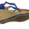 Women Genuine Leather Espadrille Wedges Mexican Blue Color Sandals CR1116